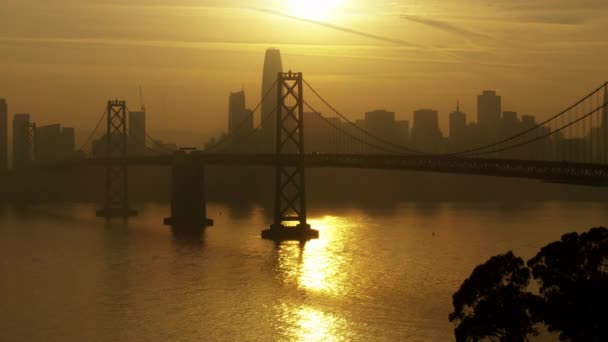 Vue Aérienne Oakland Bridge gratte-ciel San Francisco Californie — Video