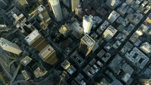 공중에서 바라본 로스앤젤레스 금융 지구 마천루 — 비디오