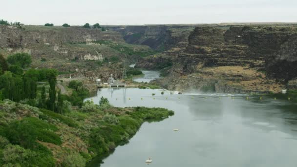 Luftaufnahme Twin Falls Wasserkraftwerk Idaho USA — Stockvideo