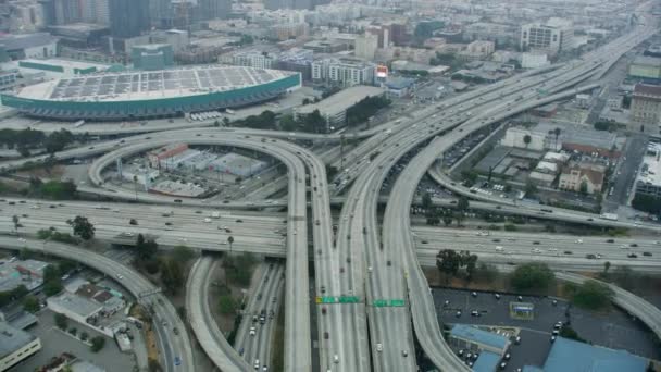 Luchtfoto voertuig Freeway Los Angeles Californië Verenigde Staten — Stockvideo