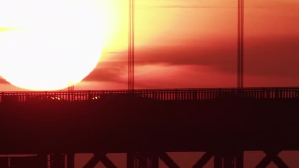 Luchtsilhouet uitzicht zonsondergang Golden Gate San Francisco — Stockvideo