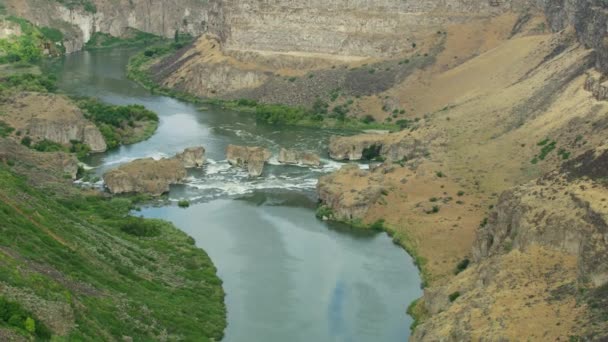 Aerial view Snake River canyon valley Idaho USA — Stock Video