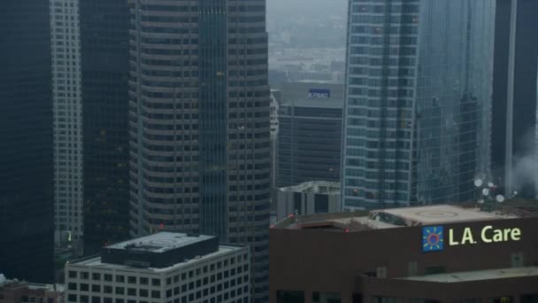 Luchtfoto Los Angeles Financiële district wolkenkrabbers Californië — Stockvideo