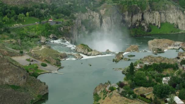 Luchtfoto Snake River Shoshone Park waterval Verenigde Staten — Stockvideo