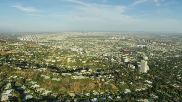 Aerial view West Hollywood city homes Los Angeles — Stockvideo