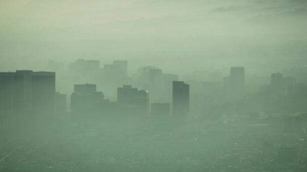 Letecký pohled Los Angeles životní prostředí teplo opar znečištění — Stock video