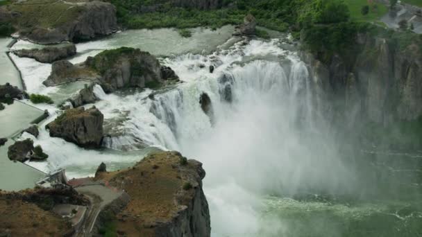 Luftaufnahme Snake River Shoshone Park Wasserfall USA — Stockvideo
