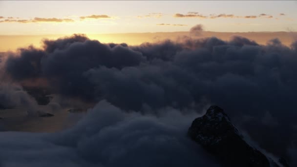 Aerial sunrise view Mount Moran Jackson lake Wyoming — Stock Video