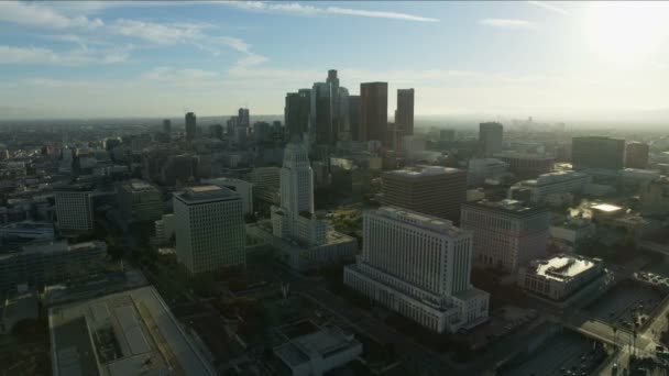 Vista aerea Los Angeles grattacieli della città e Municipio — Video Stock