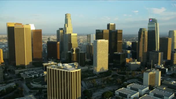 洛杉矶金融区和邦克山的空中景观 — 图库视频影像