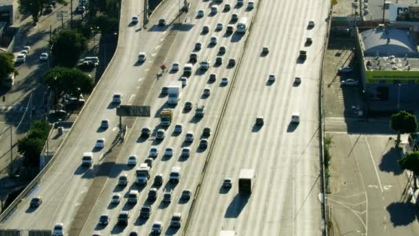 Vista aérea do nascer do sol Tráfego rodoviário de Los Angeles — Vídeo de Stock