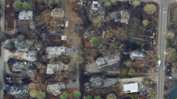 Flygfoto över förödande skog Campfire Paradise USA — Stockvideo