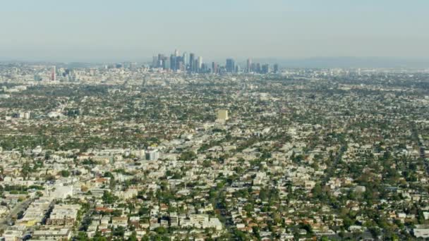 Aerial cityscape view central Los Angeles residential neighborhood — Stock Video