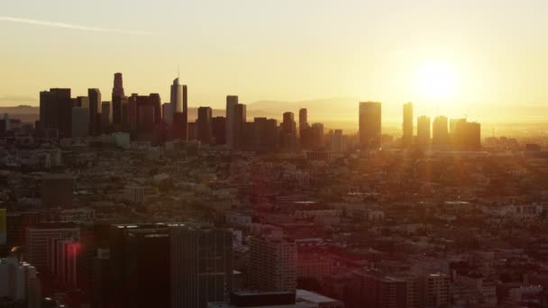 Légi napkelte kilátás Koreatown LA város városkép — Stock videók