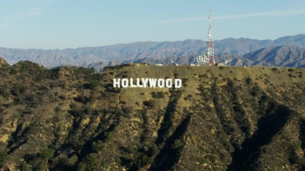 日出时的空中景观好莱坞标志洛杉矶 — 图库视频影像