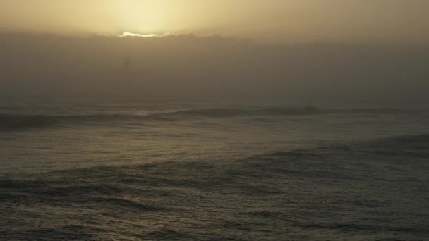 日出时分空中海景半月形湾小猪 — 图库视频影像