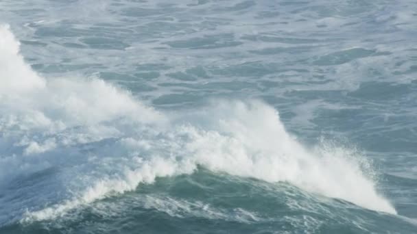 Aerial extreme waves crashing Pacific Ocean Mavericks America — Stock Video