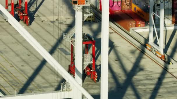 Aerial view automated straddle carriers Port of LA — 图库视频影像