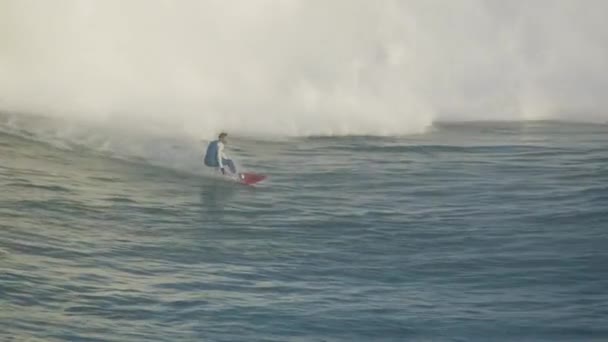 Aereo surfista maschile sulla grande onda Mavericks Italia — Video Stock