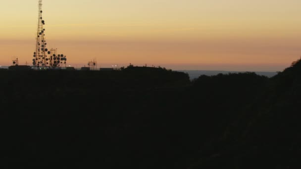 Vista aerea dell'alba LA paesaggio urbano dal Monte Lee — Video Stock