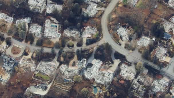 Vue aérienne forêt dévastatrice Feu de camp Paradise California — Video