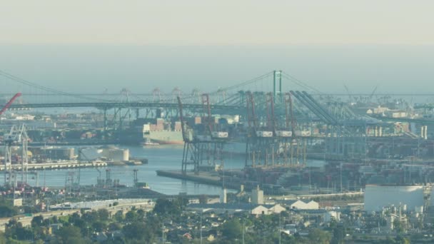 Letecký pohled Port of Los Angeles cargo docks — Stock video