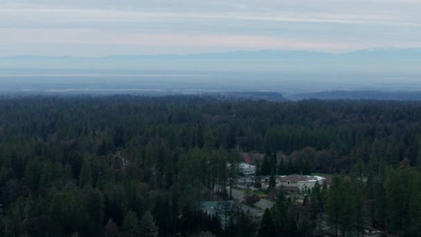 Flygfoto skymning utsikt Paradise en ödelagd gemenskap USA — Stockvideo