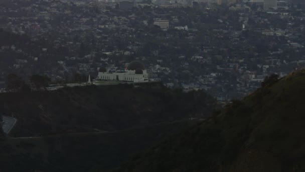 Vista aérea del amanecer Montañas de Santa Mónica Los Ángeles — Vídeo de stock