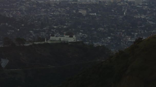 Vista aérea del amanecer Montañas de Santa Mónica Los Ángeles — Vídeos de Stock