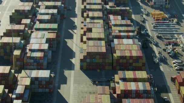 Εναέρια άποψη αποθήκη εμπορευματοκιβωτίων ναυπηγείο Terminal Island LA — Αρχείο Βίντεο