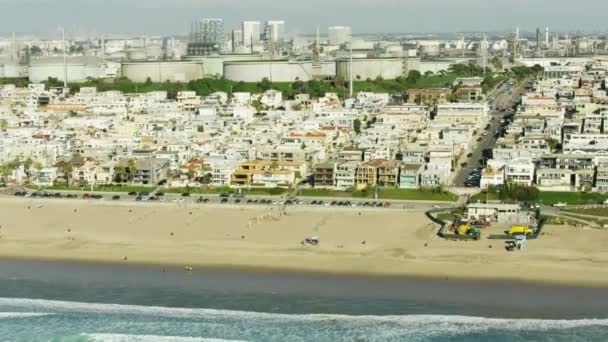 Вид с воздуха Manhattan Beach South Bay Los Angeles — стоковое видео
