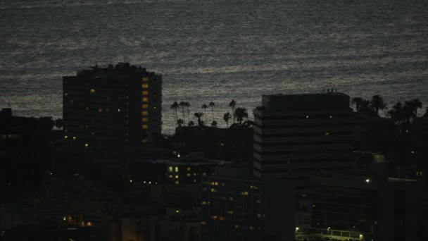 Aerial sunset view residential coastal homes Los Angeles — Stock Video