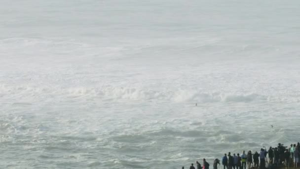 Turistas aéreos viendo olas grandes surfeando Mavericks America — Vídeos de Stock