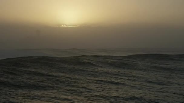 Luchtfoto van zeegezicht bij zonsopgang Mavericks Californië Amerika — Stockvideo