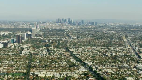 Aerial cityscape view central Los Angeles residential community — Stock Video