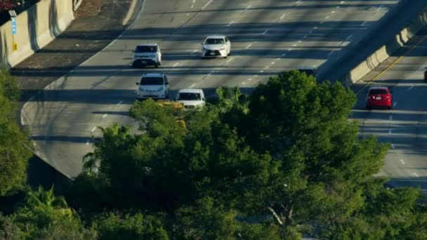 Повітряний схід Вид на багатосмугову автостраду Лос-Анджелес — стокове відео