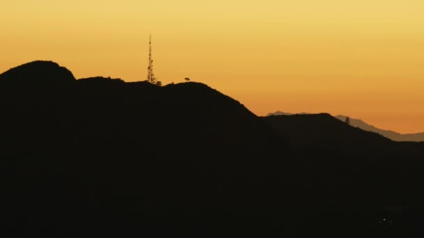 Aerial view Hollywood Hills at sunrise Los Angeles — Stock Video