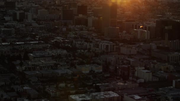 Légi napkelte kilátás napkitörés Koreatown LA — Stock videók