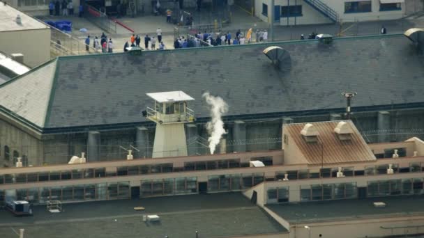 Flygbild Folsom Prison fängslade fångar fängslade USA — Stockvideo