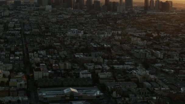 Légi napkelte kilátás Los Angeles városrész Koreai negyed — Stock videók
