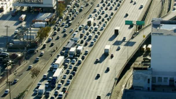 Vista aerea Los Angeles pendolari Santa Monica Freeway — Video Stock