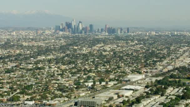 Vedere aeriană Los Angeles peisaj urban orizont district financiar — Videoclip de stoc