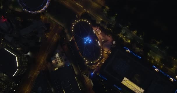 Aerial night view oświetlone światła Melbourne Arts Precinct — Wideo stockowe