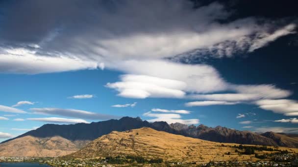 Zeitraffer-Ansicht Queenstown Remarkables Mountain Range Neuseeland — Stockvideo