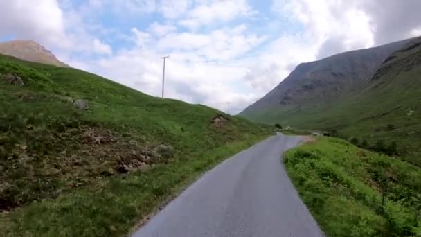 POV drive Glen Etive Valley wildness Scotland — стокове відео