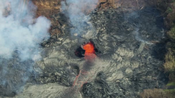 Flygfoto av aktiv vulkanisk aktivitet förstöra träd — Stockvideo