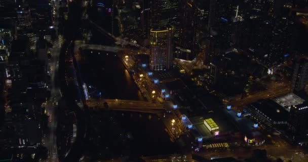 มุมมองกลางคืนทางอากาศ Crown Casino Fire Show เมลเบิร์น — วีดีโอสต็อก