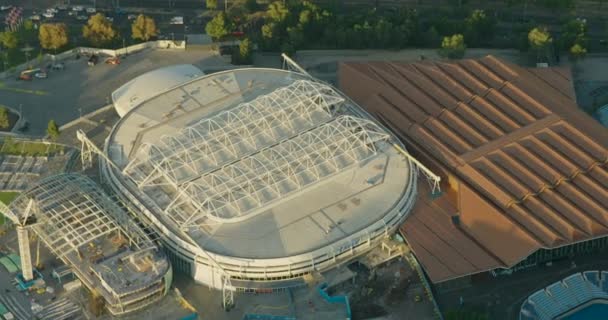 空中日出景观墨尔本公园竞技场亚尔拉河 — 图库视频影像