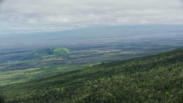 Aerial Mauna Kea łagodne zbocza krajobrazu rolniczego — Wideo stockowe