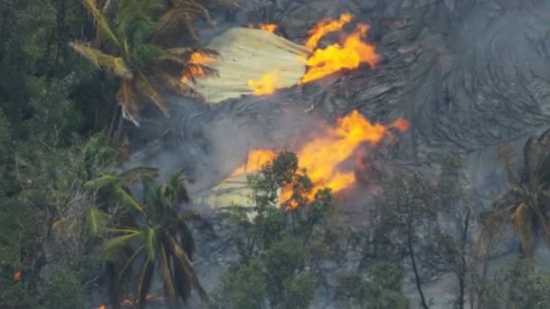 海景火山岩浆摧毁了基劳厄夏威夷建筑 — 图库视频影像